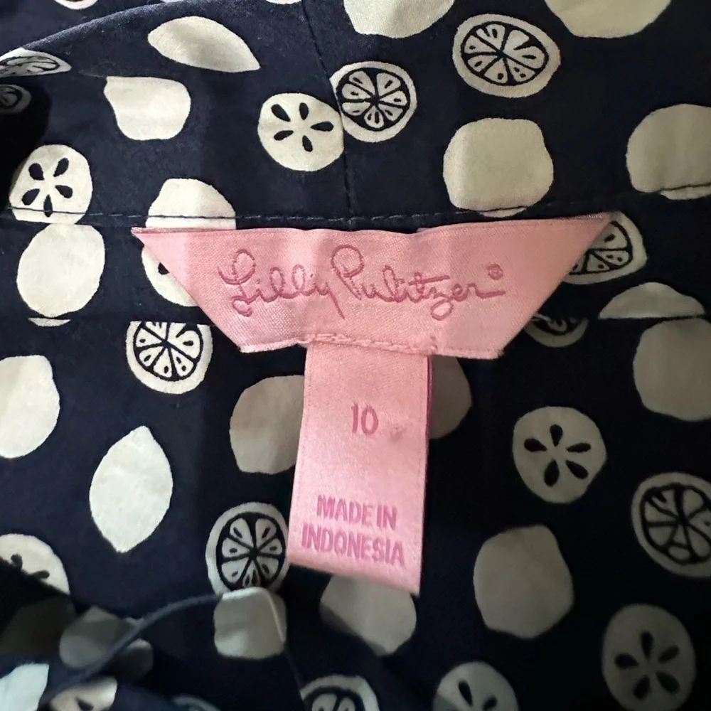 LILLY PULITZER Lemon Slice Tie Neck Top, EUC! - Picture 6 of 8